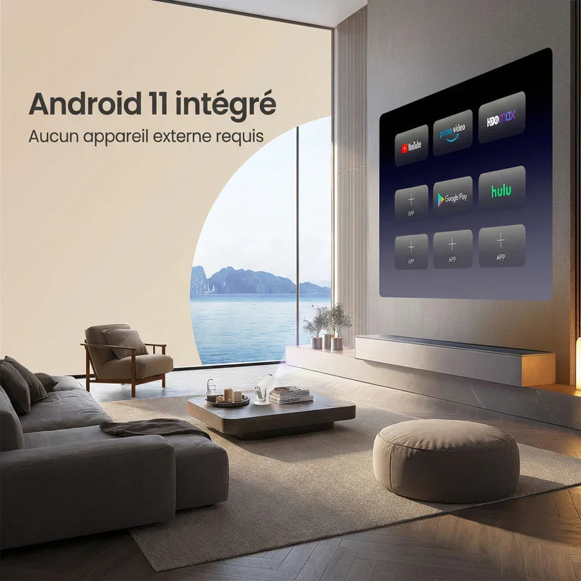 Interface Android 11 intégrée du vidéoprojecteur Projektor Land