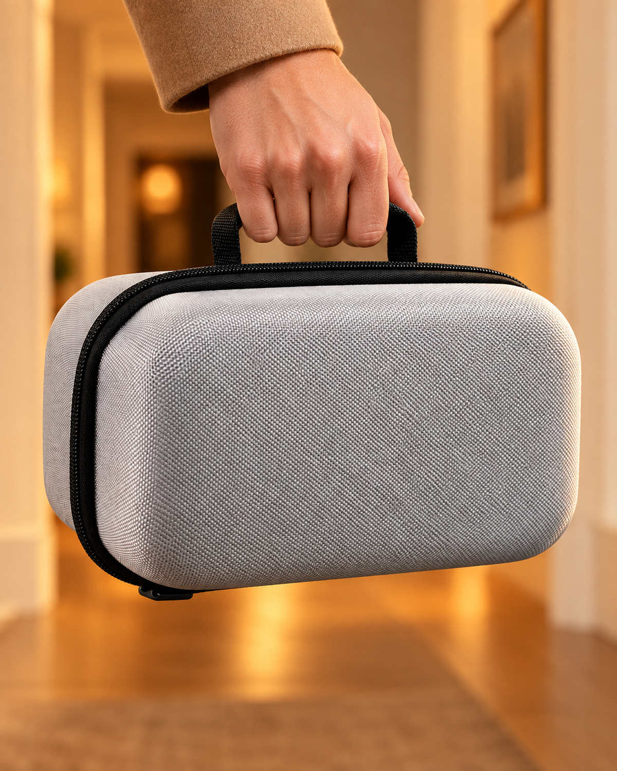 Tragegriff und klare Form der Schutztasche