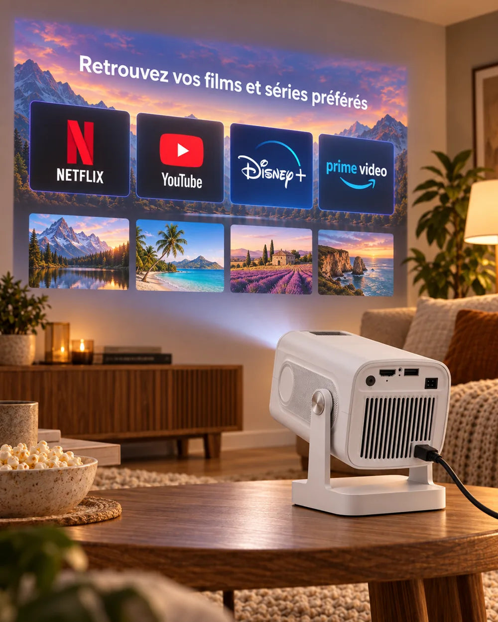 Mini-projecteur Projektorland Nova – 260 lumens ANSI, Full HD 1080p, Android, Wi-Fi 6 et Bluetooth 5.4