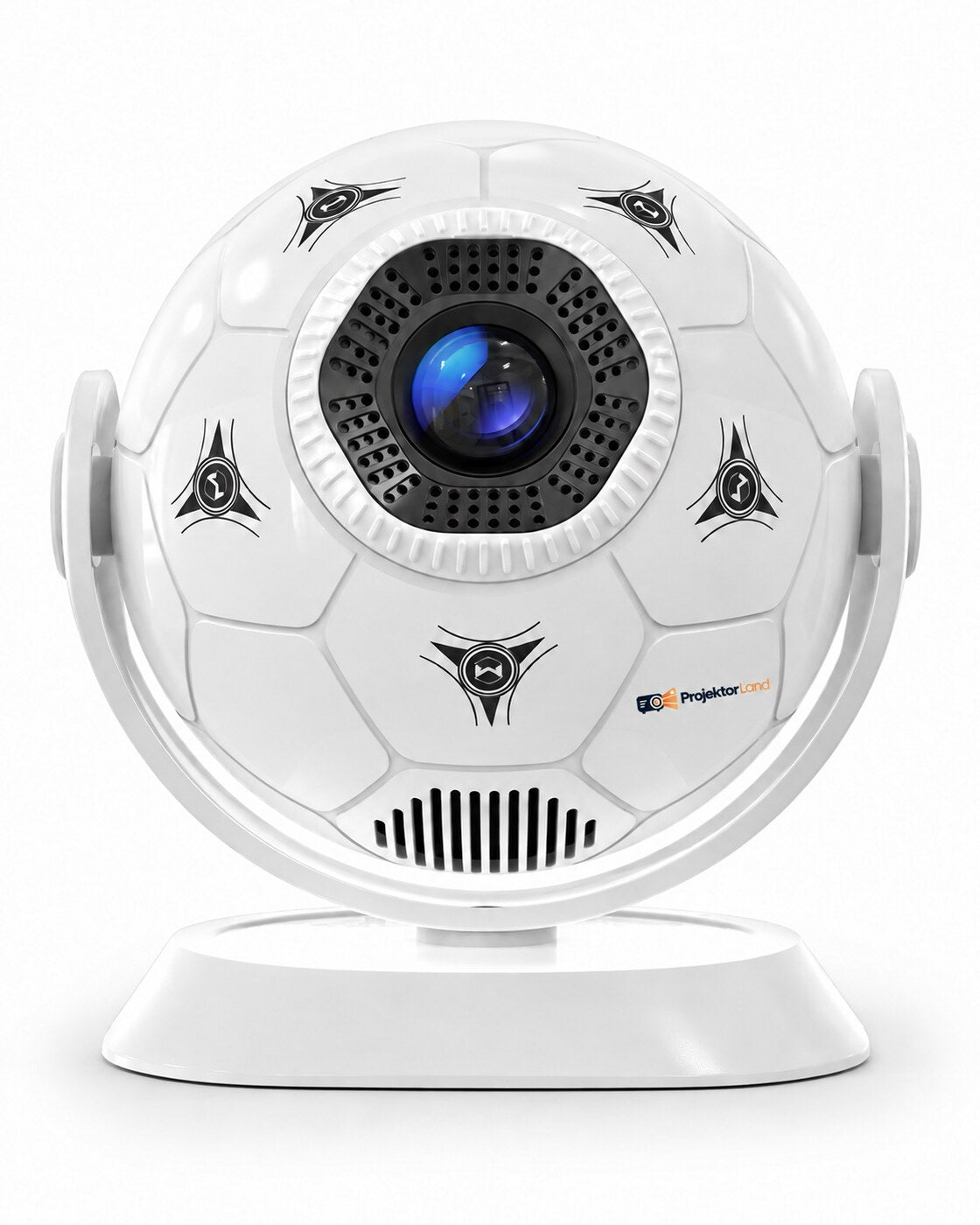 Projektorland Orbit — vue du vidéoprojecteur avec logo, format portrait 4:5