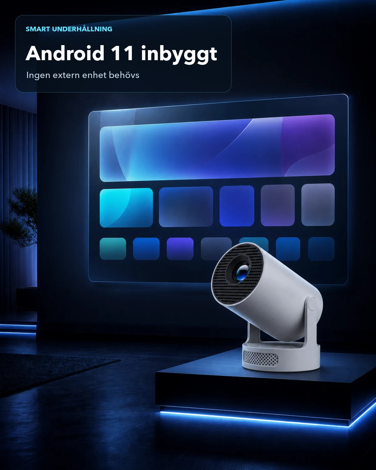 Projektorland-projektor med Android 11 inbyggt